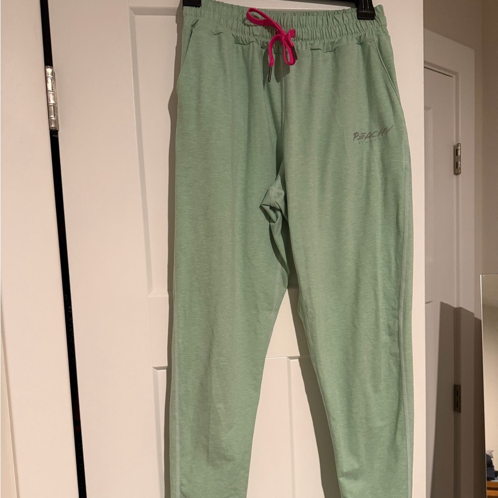 Mint Green Joggers with Pink Drawstring